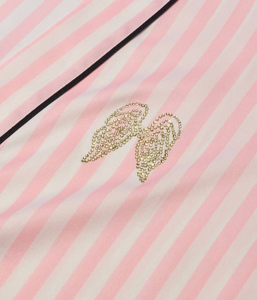 Халат Victoria's Secret Backstage Satin Sparkle Short Robe Рожева смужка Розмір M/L Халат Victoria's Secret Backstage Satin Sparkle Short Robe Рожева смужка Розмір M/L фото